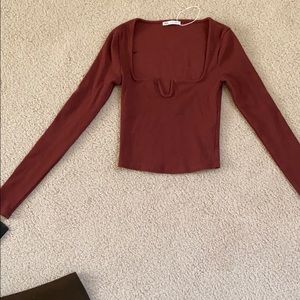 Zara Brown Crop long sleeve top